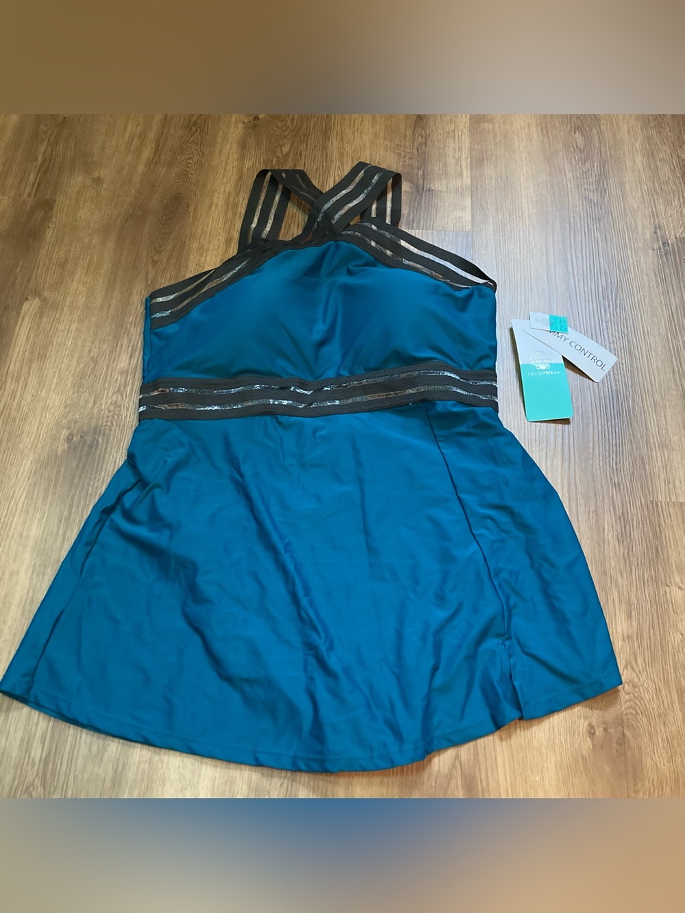 NWT Sea & Sand Teal Crisscross Front Swimdress 20W